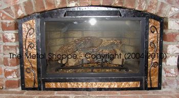 Hammered Copper and Forged Steel Fireplace Surround / Location: Fresno, CA
