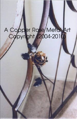 Willow Style Forged Iron Headboard - Close up of Rose
