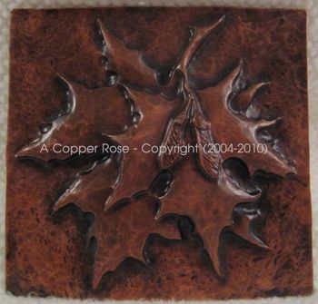 Chased Copper Maple Leaf 6"x 6" Tile / by A Copper Rose Metal Art
