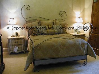 Whimsical Forged Iron Complete - Headboard, footboard and frame / Location: Fresno, CA A Copper Rose Metal Art
