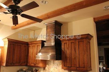 Custom Welded Copper Dome Shape Hood with Custom Welded Copper Shaft, Hand Formed, welded Molding/Trim. Location: Prather, CA

