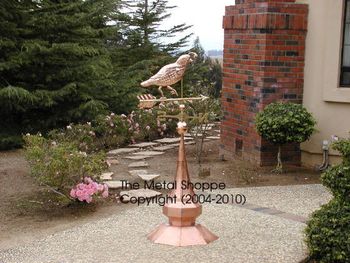 Custom Copper Finial by The Metal Shoppe - Prefabricated Copper Quail by others / Location: Salinas, CA
