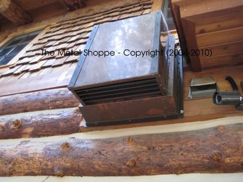 Custom Copper and Iron Shroud over exterior vent / Location: Shaver Lake, CA
