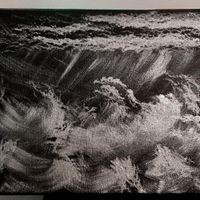 Silver Storm on the Sea (original 8x10" canvas)