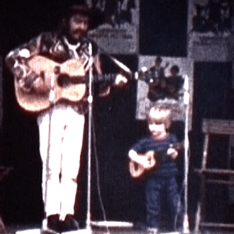 Nick Harper with father Roy Harper at Cambridge Folk Festival 1968