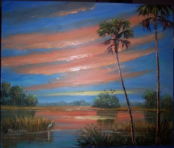 Everglades Fire-sky 20 by 24" Oil on Board. March 8th, 2007 (SOLD- Collector in Dawsonville, GA)

