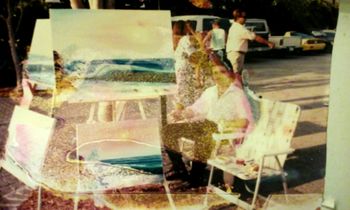 1980s Mazz selling his Seascape Paintings along the beach
