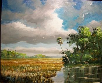 "Forever Wild Florida"20 by 24" Landscape Oil Painting by Mazz. Painted on Masonite Board. Palette Knife & brush. July 21st 2008 (SOLD - Collector from Ft. Pierce, FL) (Donated money from the sale to Benefit Busch Wildlife Sanctuary, Jupiter FL) http://www.BuschWildlife.com

