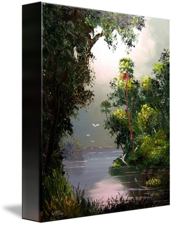 "Peaceful Misty River"  16 by 20" Oil on Masonite Board. September 2nd, 2008(SOLD - Collector from Ft. Pierce, FL, Moved to Ohio) You can  Buy a Framed  or Unframed Print Here! 
