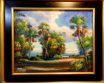 "Old Days on A1A Florida" 16 by 20" Oil on Canvas Board, Jan 8th 2023.  (ORIGINAL Owned by a Florida Collector)  Or you can  Buy a Framed  or Unframed Print Here! 
