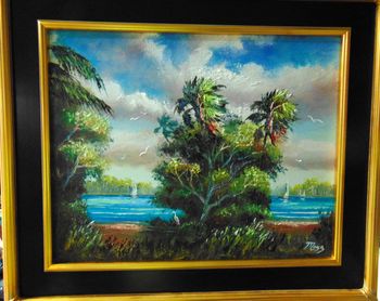 "Cabbage Palms Overlooking the River" 16 by 20" Oil on Board, Jan 8th 2023.  (ORIGNAL is Available)  Or you can  Buy a Framed  or Unframed Print Here! 

