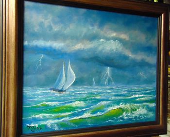 "Big Storm on the Sea"  20 by 24"  Dec 11th 2020..Oil on Canvas (Original is Available)  You can  Buy a Framed  or Unframed Print Here! 
