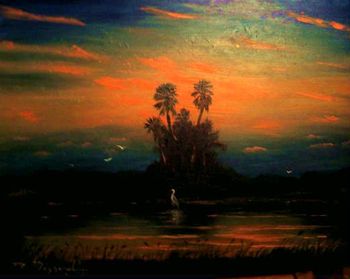 Florida Sunset Scene. Oil on Stretched Canvas 24 x 30" 2004 (Part of the collection of Molly Hatchet band-Dave Hlubek)
