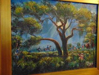 "Tree of Tears" - Historic, From the Seminole War located at the Loxahatchee River Battlefield Park, Jupiter Florida 16 by 20" Oil on Board. April 2024. (ORIGINAL Mazz Oil Painting is Available) or You can  Buy a Framed  or Unframed Print Here! 
