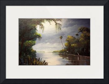 BUY FRAMED PRINTS.  "Large Misty St. Lucie River" 24by36" Oil on board. June 12th, 2007 (SOLD - Collector from Tallahassee, FL)   But You can  Buy a Framed  or Unframed Print Here! 
