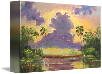 "Florida Sunshine with Purple Clouds" 16 by 24" Oil on Board.  Jan 20th, 2016  (SOLD - Collector from Panama City Beach, FL)   But you can also Buy a Framed Print Here!
