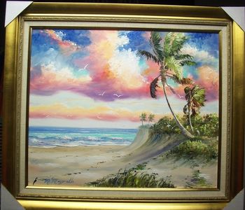 "Tropical Rio Mar Beach" 20 by 24" Oil on Masonite Board. Palette Knife & brush.Dec. 5th, 2008(SOLD - Collector from Leesburg, Florida)

