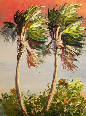 Palette knife made Palms on "Rio Mar" September 24, 2008(SOLD - Collector from Naples, Florida)
