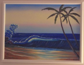 Beach Crashing Wave. 1980's Mazz sold these types of paintings along the beach and Marina. (Private Collector)
