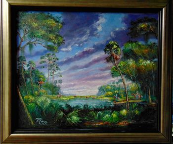 "Florida Cattle Ranch" 20 by 24" Oil on Board. ORIGNAL is AVAILABLE or You can Buy a Framed or Unframed Print Here!