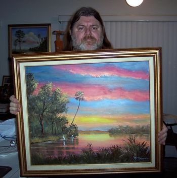 'This oil painting by Mazz reminds me of the Southern Swamps of Okeechobee or the Everglades" Dave Hlubek of Molly Hatchet band.
