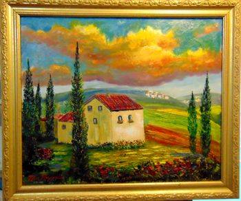 "The Old Tuscany Farmhouse" 20 by 24" Oil on board. This is a redo of Mazz's 2010 painting.  You can  Buy a Framed  or Unframed Print Here! 
