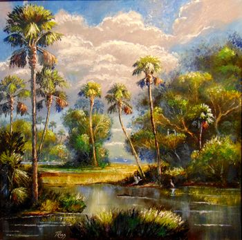 "Alligators in Florida Back-country " 24 by 24" Oil on Board, July 18th, 2023.  (ORIGINAL is Available)  Or you can  Buy a Framed  or Unframed Print Here! 
