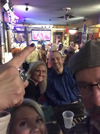 Saturday nite at Belcourt Taps:  Angie & Travis, Doug and Laura...maybe Maddie's finger pointing at me
