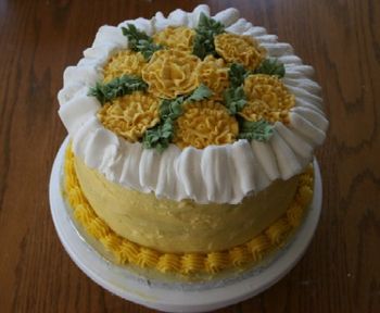 Birthday Cake with Royal Icing Carnations

