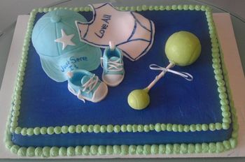 tennis themed baby shower cake

