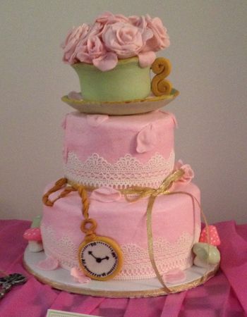Alice In Wonderland Baby Shower Cake

