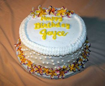 Hawaiin Themed Birthday Cake w/Plumeria Flowers

