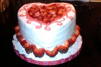 Valentine's day cake with fresh strawberries
