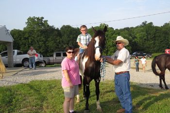 Me, Kayleb and Mike with Lakota (#2)  at the Tri County Horse Show in Green Co. 7-11-15.

