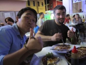 Eating and listening to music with my bud Keith. (Salvador, Brazil)
