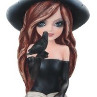 91975 Black Witch Girl with Crow & Book