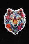 Watercolor Floral Wolf Sticker