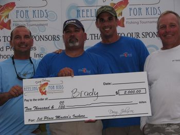Capt. Brady with his 1st place Masters Inshore Fishing in Doug Johnsons Reeling For Kids Tournament June 2012
