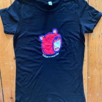 Women's Fitted with Gummy Bear Head over Black Short Sleeve Shirt