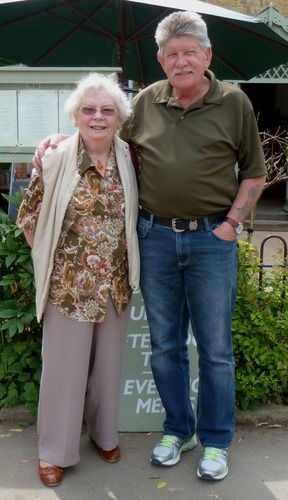 Chris with his Mum outside the restaurant where we had lunch...
