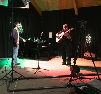 Sound check for the guitar. Recording Heart Matters tv show in the sanctuary of Evangel Pentecostal Church, Gander, NL
