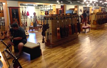 Gerald in his happy place - Gruhn Guitars. Our first visit to the new location. Walls full of Taylors, Martins, McPhersons, Olsons, and every beautiful guitar you can imagine. Allison spent her time in the vintage ukelele section...
