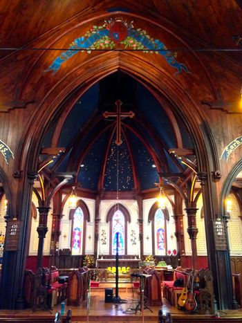 In 2001, St. John's Lunenburg was destroyed by fire. A few years later, we - as a young, dating couple - performed in a Toronto fundraiser for the rebuilding. How awesome to visit the restored church and sing in its sacred space!

