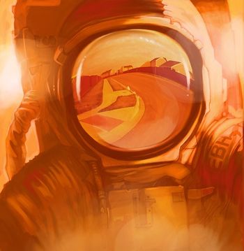 Barret Chapman's amazing original artwork for the Mars back cover. We may have prints available soon - let us know if you'd like one!
