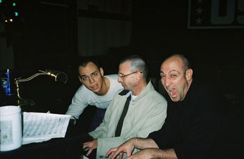 1940's Radio Hour rehearsal. Jeff, Jeff Herndon, Scott. Theater in the Square - Marietta GA, 2005.
