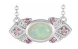 14K Yellow Natural Ethiopian Opal & Natural Pink Sapphire Vintage-Inspired 18" Necklace