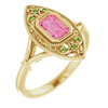 Custom Pink and Green Vintage Style Heirloom Ring  