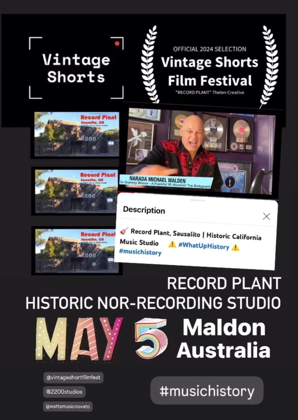 Short Music Doc Record Plant Recording Studio by Thelen Creative at Vintage Shorts Film Festival