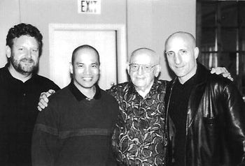More Gaber with his students from left to right. Jeff Hamilton, Tom Toyama, (Mr. Gaber), Kenny Aronoff.
