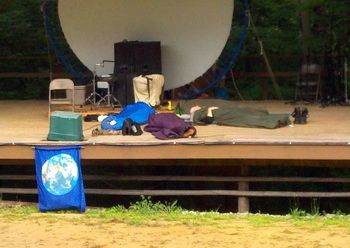 Hippies asleep on the stage just after sunrise ...Wisteria OH
